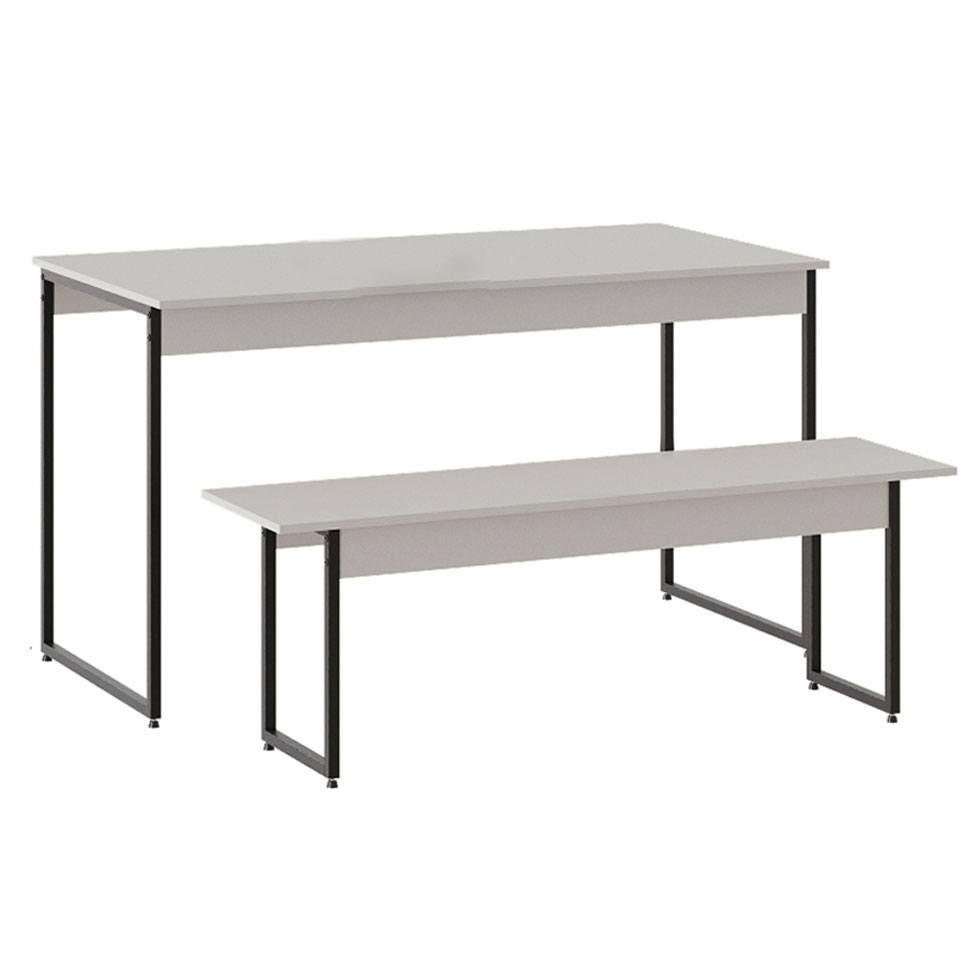 Conjunto de Mesa de Jantar com Banco Studio Branco Chess e Preto