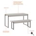 Conjunto de Mesa de Jantar com Banco Studio Branco Chess e Preto
