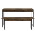 Conjunto de Mesa de Jantar com Banco Studio Carvalho Dark e Preto