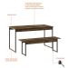 Conjunto de Mesa de Jantar com Banco Studio Carvalho Dark e Preto