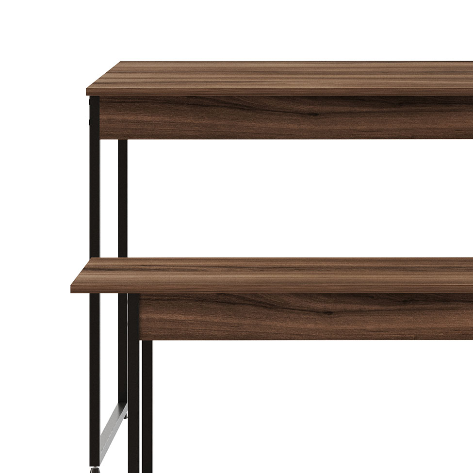 Conjunto de Mesa de Jantar com Banco Studio Nogal e Preto