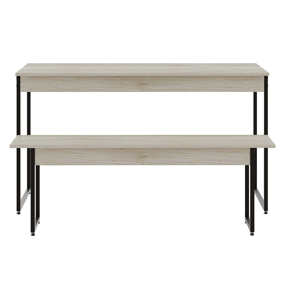 Conjunto de Mesa de Jantar com Banco Studio Snow e Preto