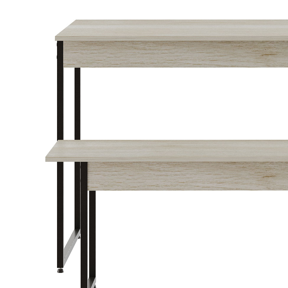 Conjunto de Mesa de Jantar com Banco Studio Snow e Preto