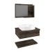 Conjunto para Banheiro Bancada com Cuba Aria 41 Retangular, Prateleira e Espelheira City 606 Carvalho Dark
