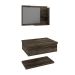 Conjunto para Banheiro Bancada com Cuba Aria 41 Retangular, Prateleira e Espelheira City 606 Carvalho Dark