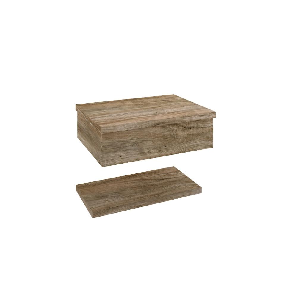 Conjunto para Banheiro Bancada com Cuba L42 Abaulada e Prateleira City 605 Carvalho