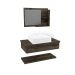 Conjunto para Banheiro Bancada com Cuba Q39 Quadrada, Prateleira e Espelheira City 806 Carvalho Dark
