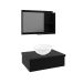 Conjunto para Banheiro Bancada com Cuba R30 Redonda e Espelheira City 601 Preto Ônix