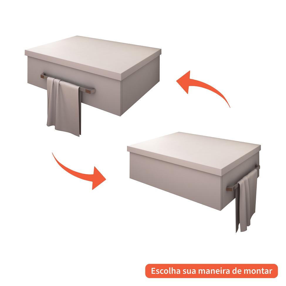 Conjunto para Banheiro Bancada com Cuba R30 Redonda e Espelheira City 601 Preto Ônix