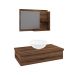 Conjunto para Banheiro Bancada com Cuba R35 Redonda e Espelheira City 801 Nogal