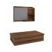 Conjunto para Banheiro Bancada com Cuba R35 Redonda e Espelheira City 801 Nogal