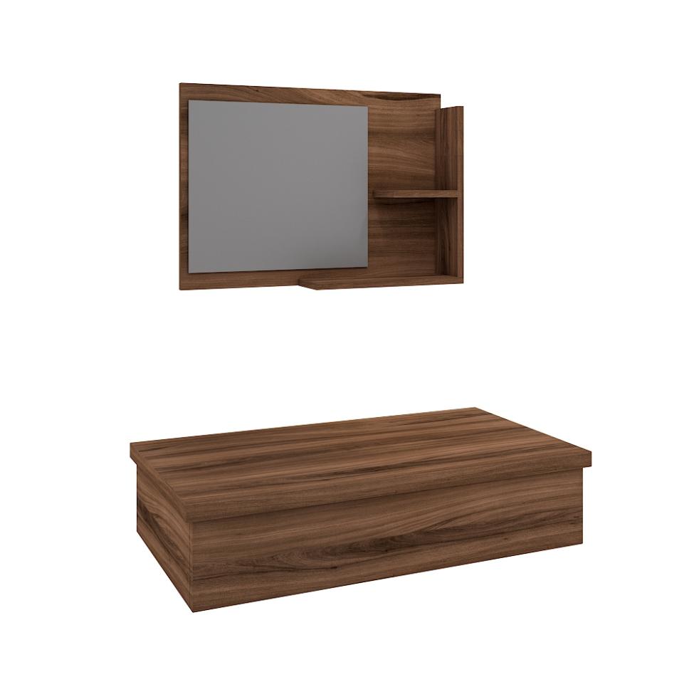 Conjunto para Banheiro Bancada com Cuba R35 Redonda e Espelheira City 801 Nogal