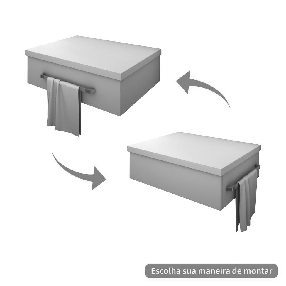 Conjunto para Banheiro Bancada com Prateleira e Espelheira City 807 Preto Ônix