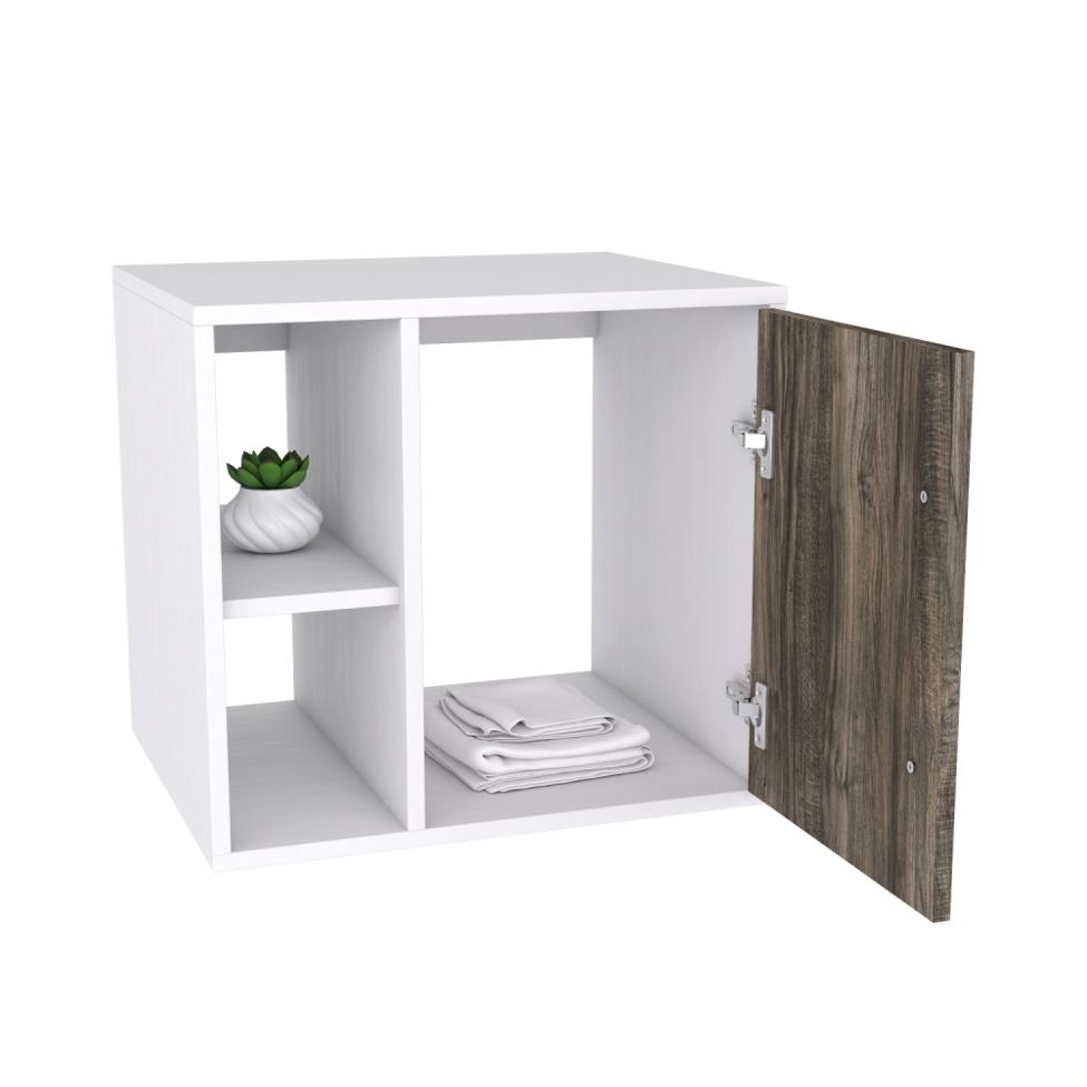Conjunto para Banheiro Gabinete e Espelheira Soft 500 Branco Chess e Carvalho Dark