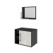 Conjunto para Banheiro Gabinete e Espelheira Soft 600 Preto Ônix e Snow