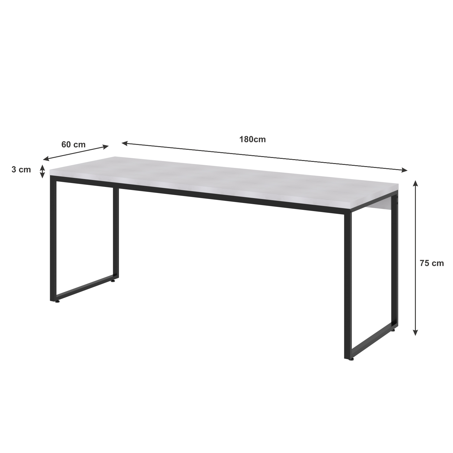 Escrivaninha Studio Branca e Preta 180 cm