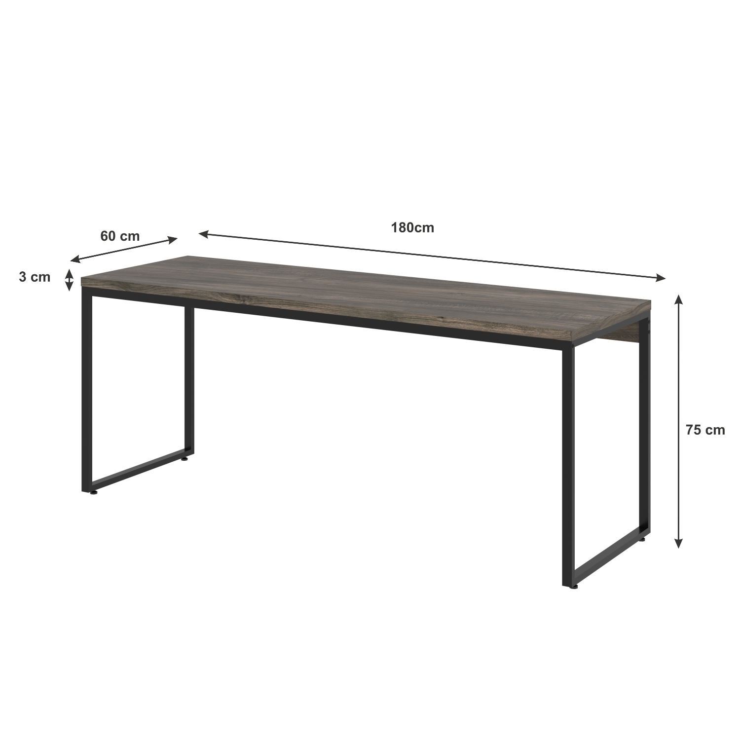 Escrivaninha Studio Carvalho Dark e Preta 180 cm