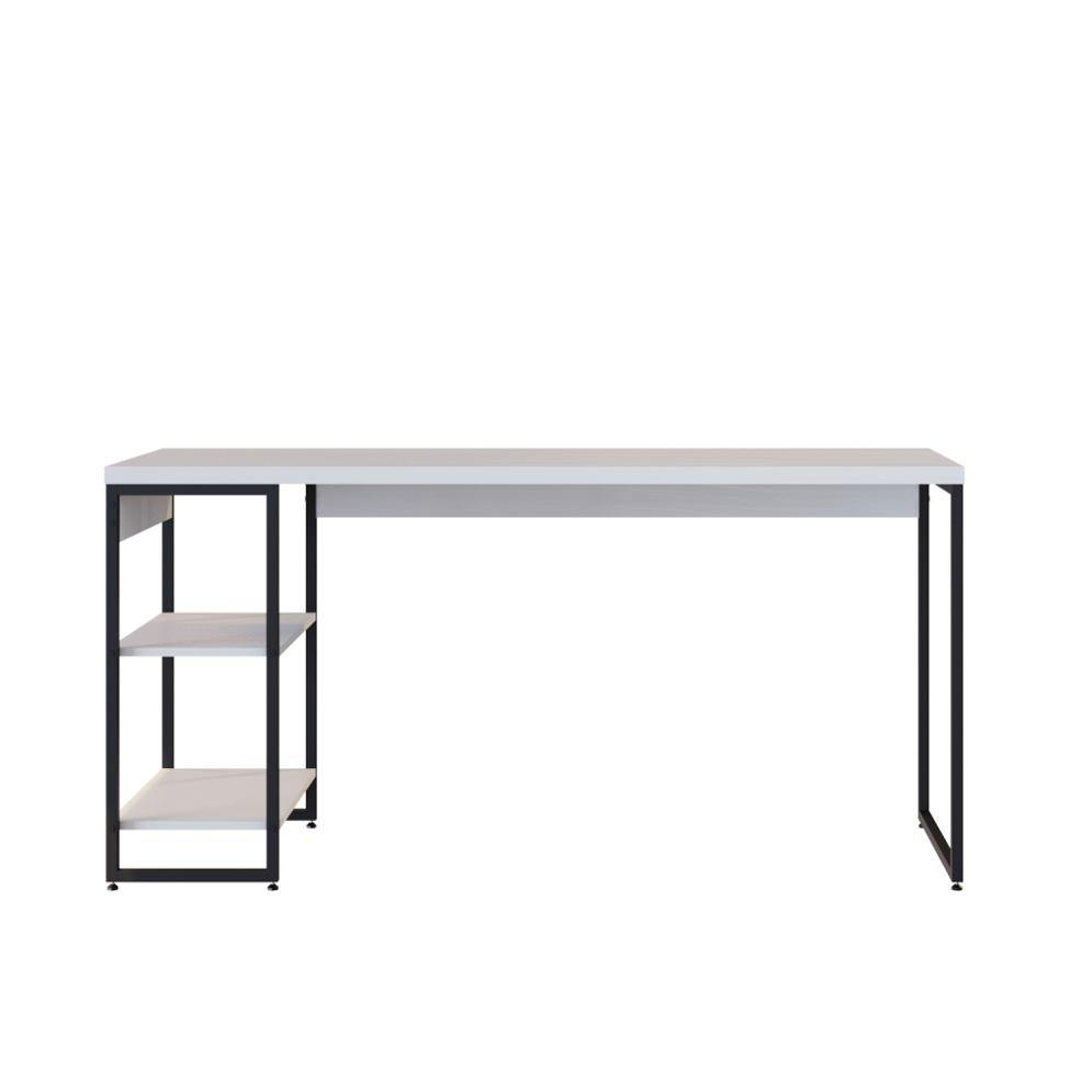 Escrivaninha com Estante Studio Branca e Preta 74 cm