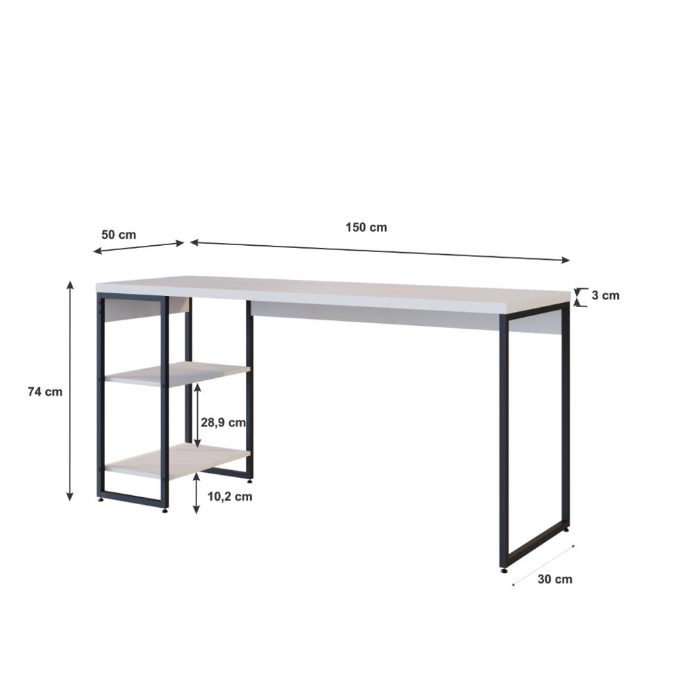 Escrivaninha com Estante Studio Branca e Preta 74 cm