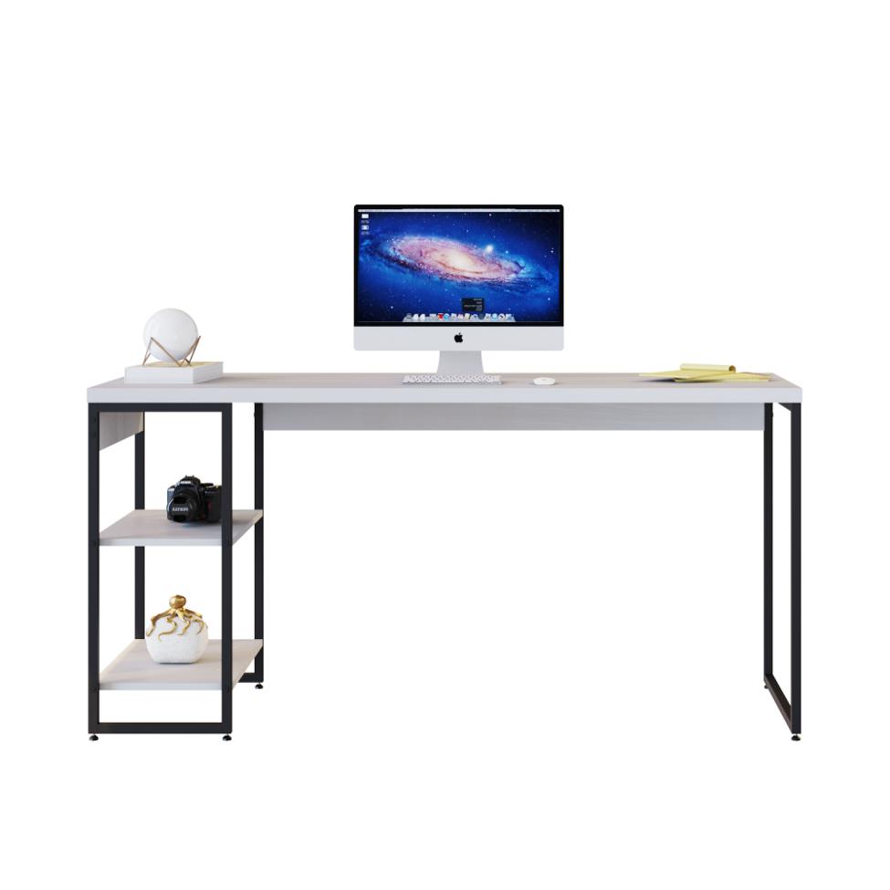 Escrivaninha com Estante Studio Branca e Preta 74 cm