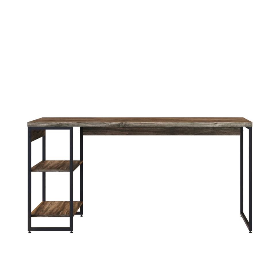 Escrivaninha com Estante Studio Carvalho Dark e Preta 74 cm