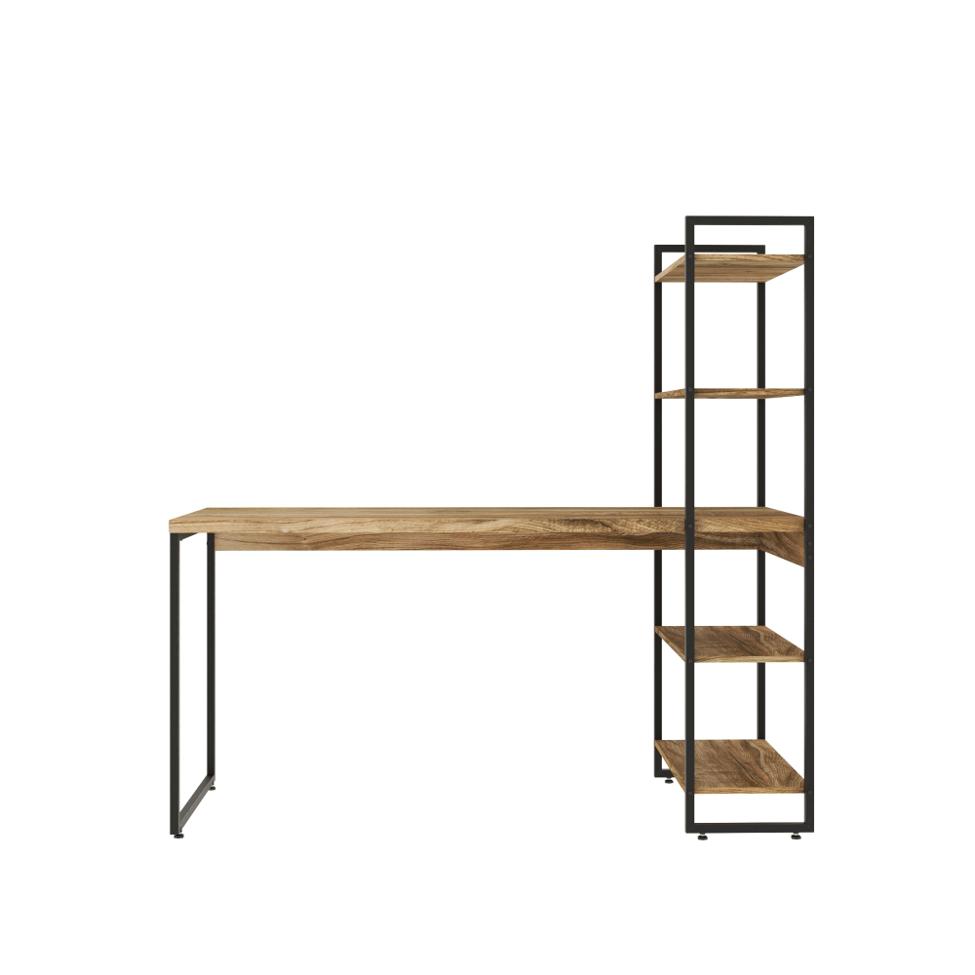 Escrivaninha com Estante Studio Carvalho e Preta 146 cm