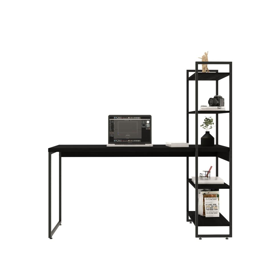 Escrivaninha com Estante Studio Preta 146 cm