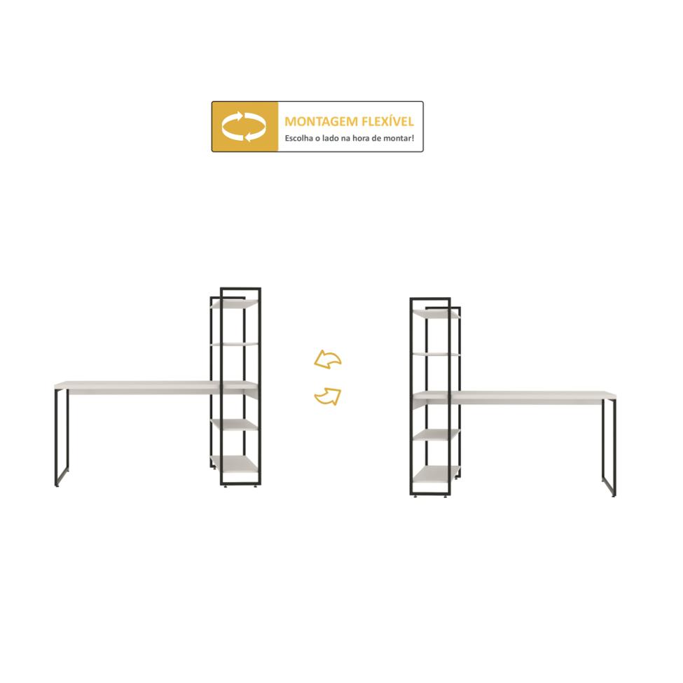 Escrivaninha com Estante Studio Preta 146 cm