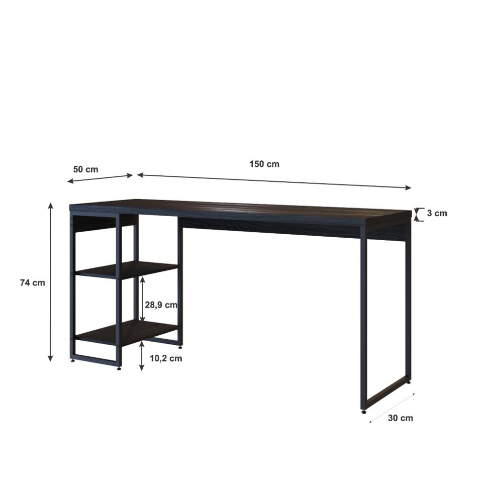 Escrivaninha com Estante Studio Preta 74 cm