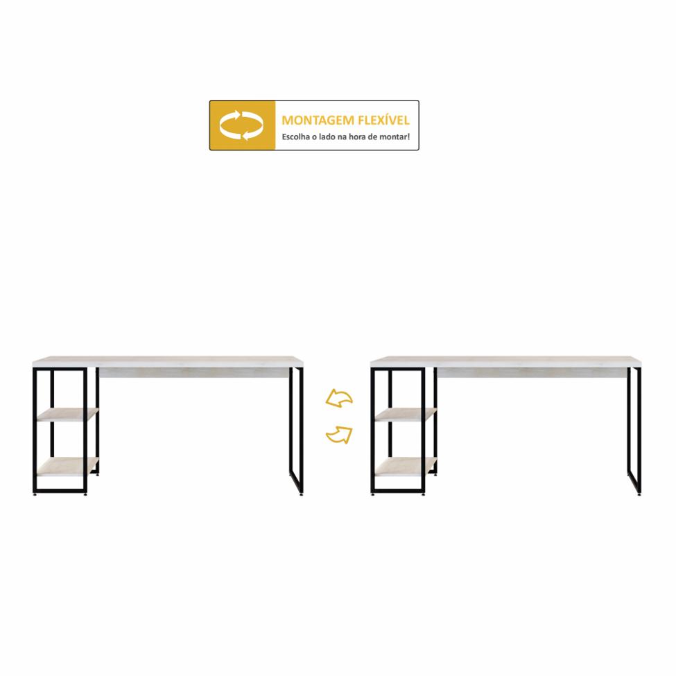 Escrivaninha com Estante Studio Preta 74 cm