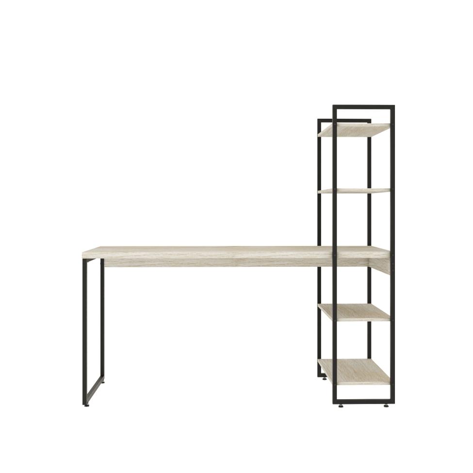 Escrivaninha com Estante Studio Snow e Preta 146 cm