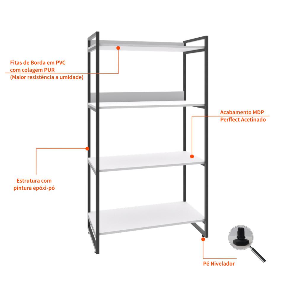 Estante Kuadra II Branca 80 cm