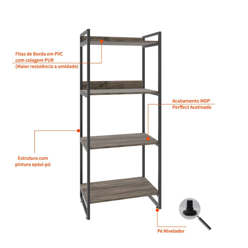 Estante Kuadra II Marrom Escuro 60 cm