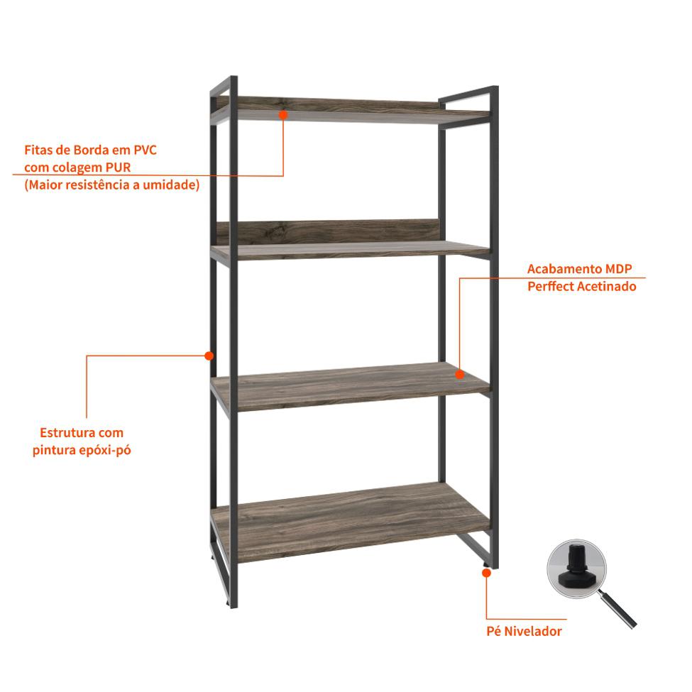 Estante Kuadra II Marrom Escuro 80 cm