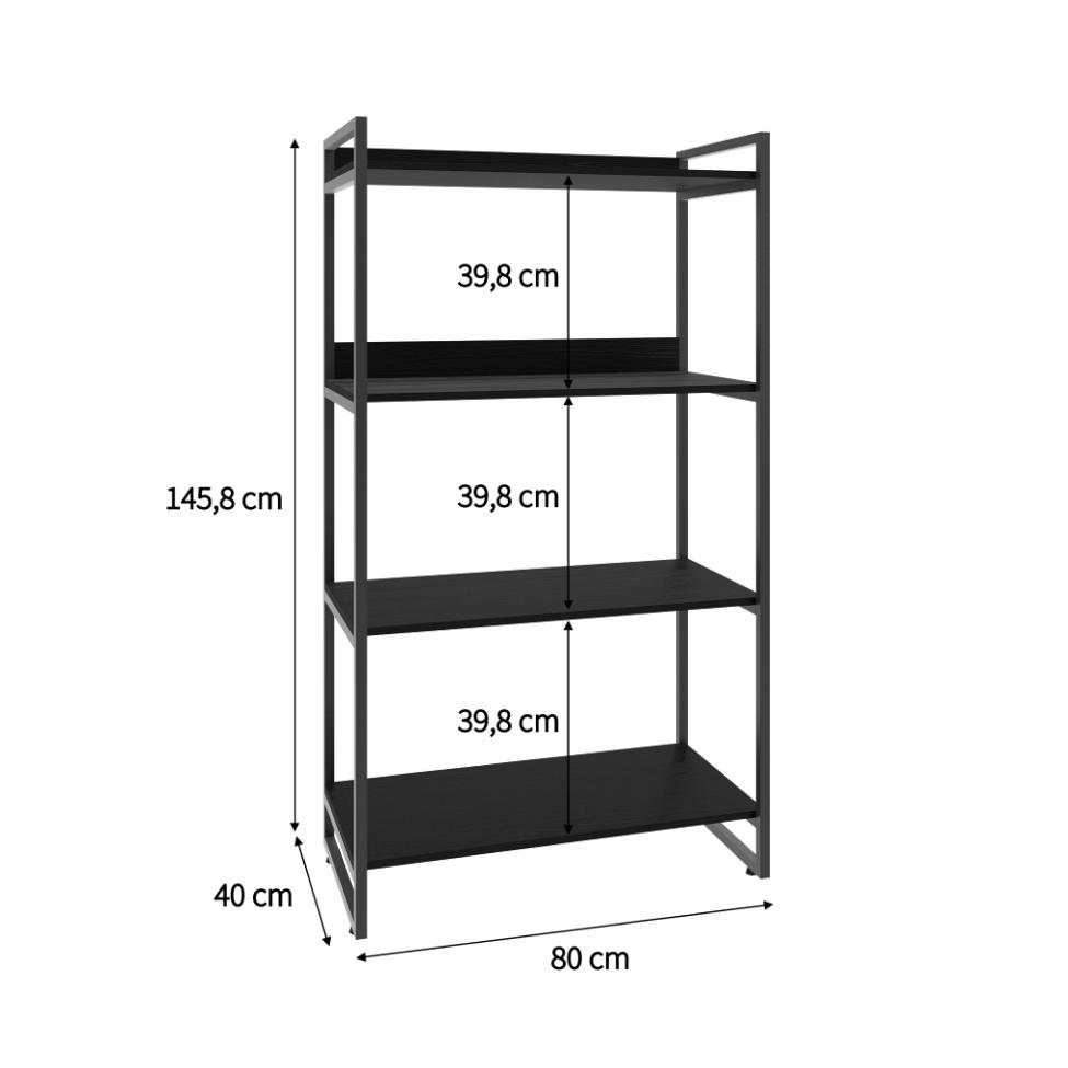 Estante Kuadra II Preta 80 cm