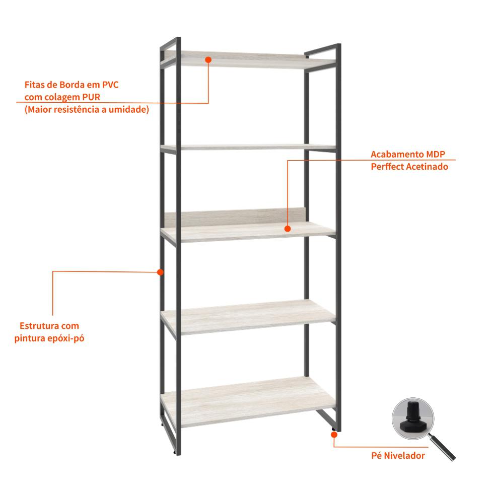 Estante Kuadra III Bege 80 cm