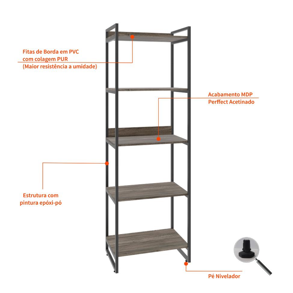 Estante Kuadra III Marrom Escuro 60 cm