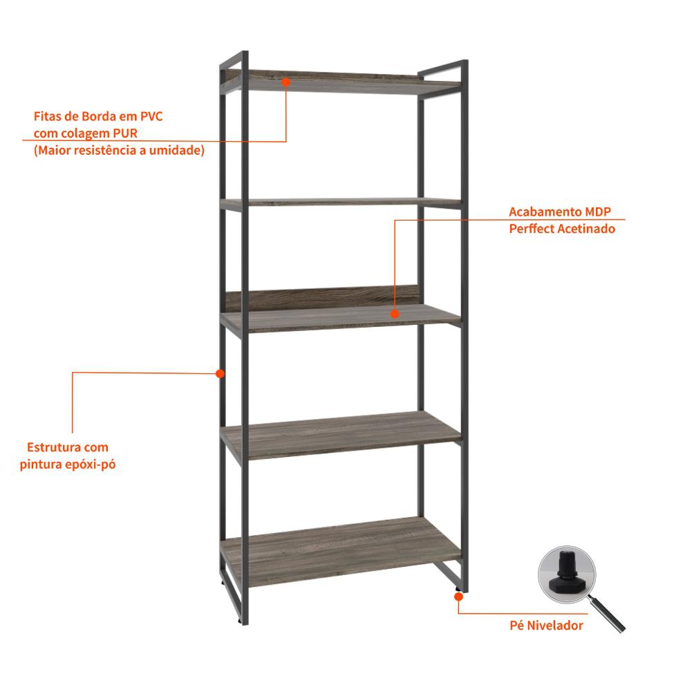 Estante Kuadra III Marrom Escuro 80 cm
