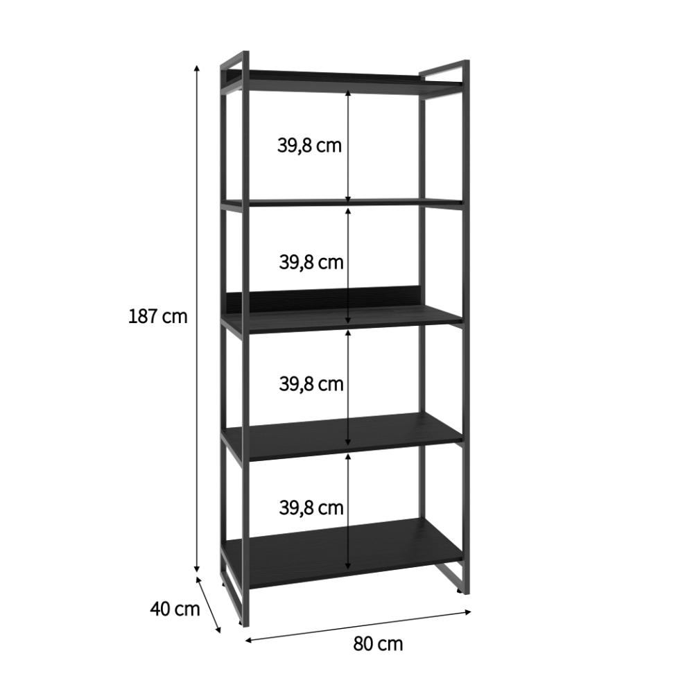 Estante Kuadra III Preta 80 cm