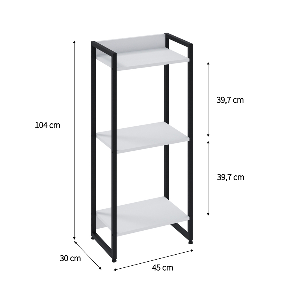 Estante Studio Branca e Preta 104 cm
