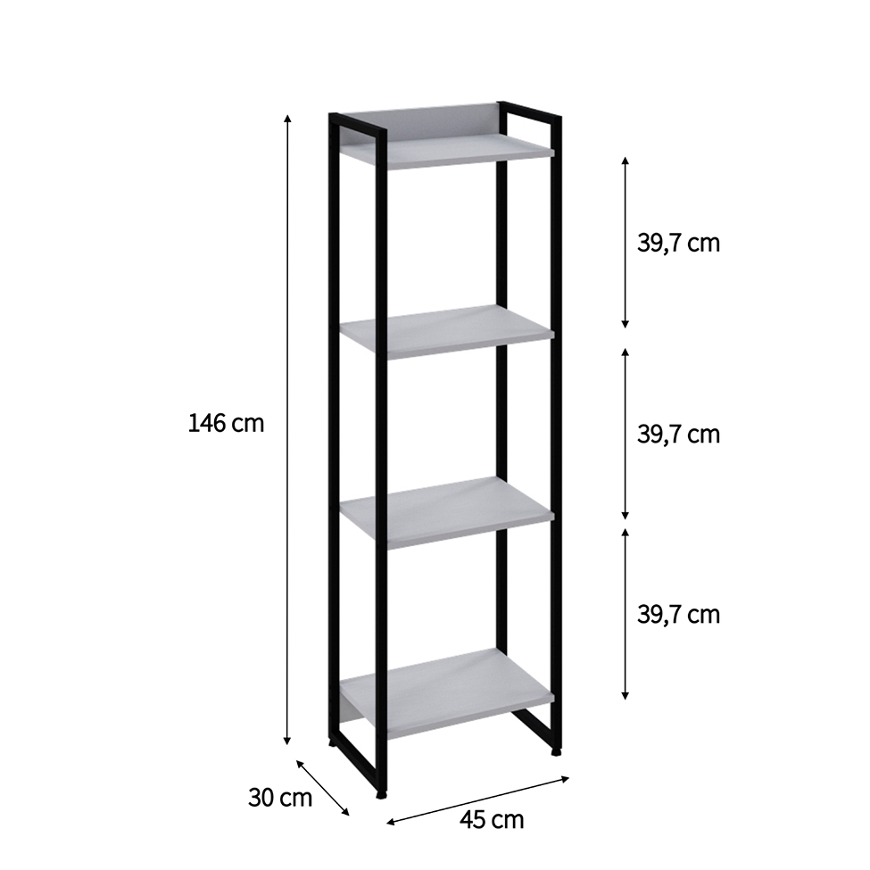 Estante Studio Branca e Preta 146 cm