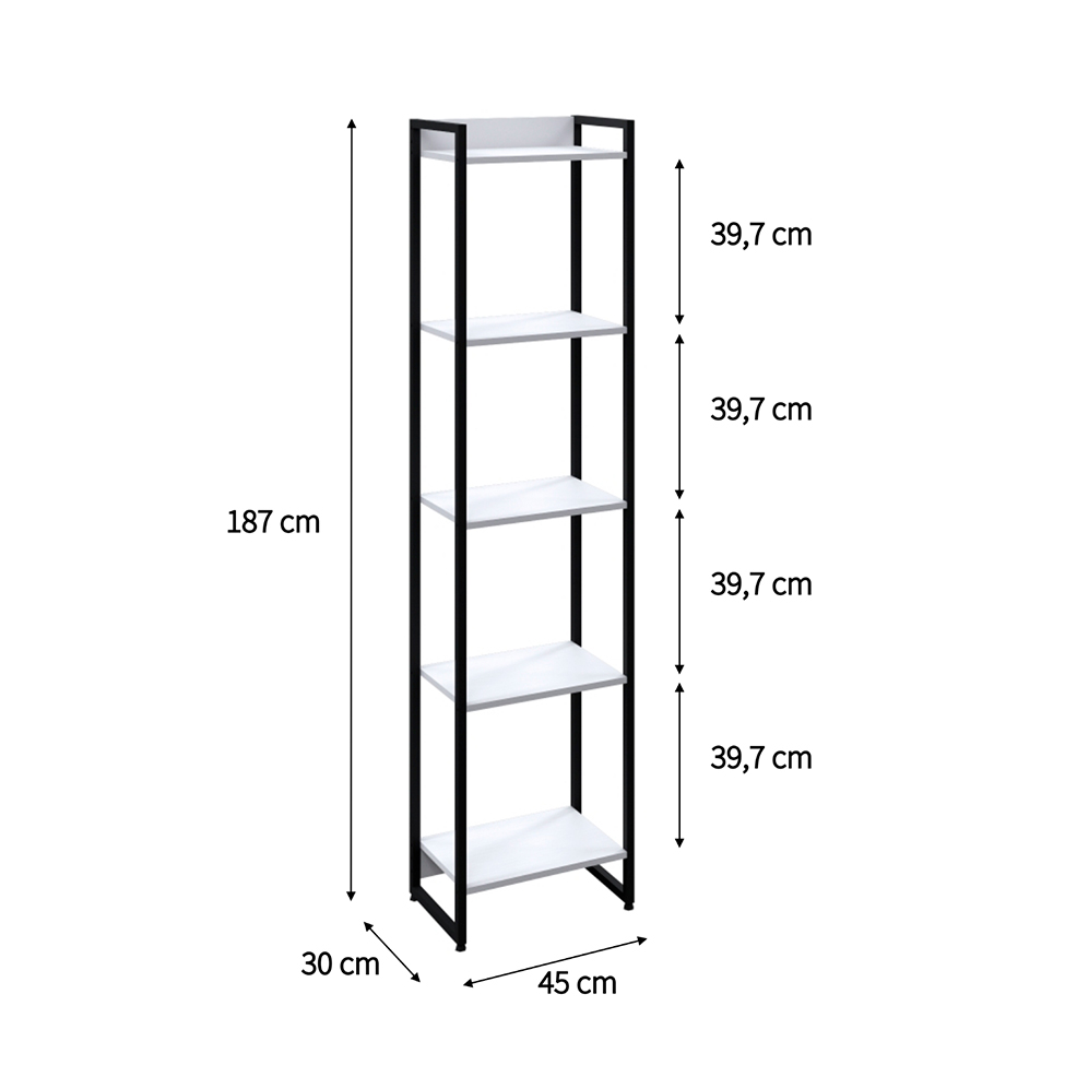 Estante Studio Branca e Preta 187 cm