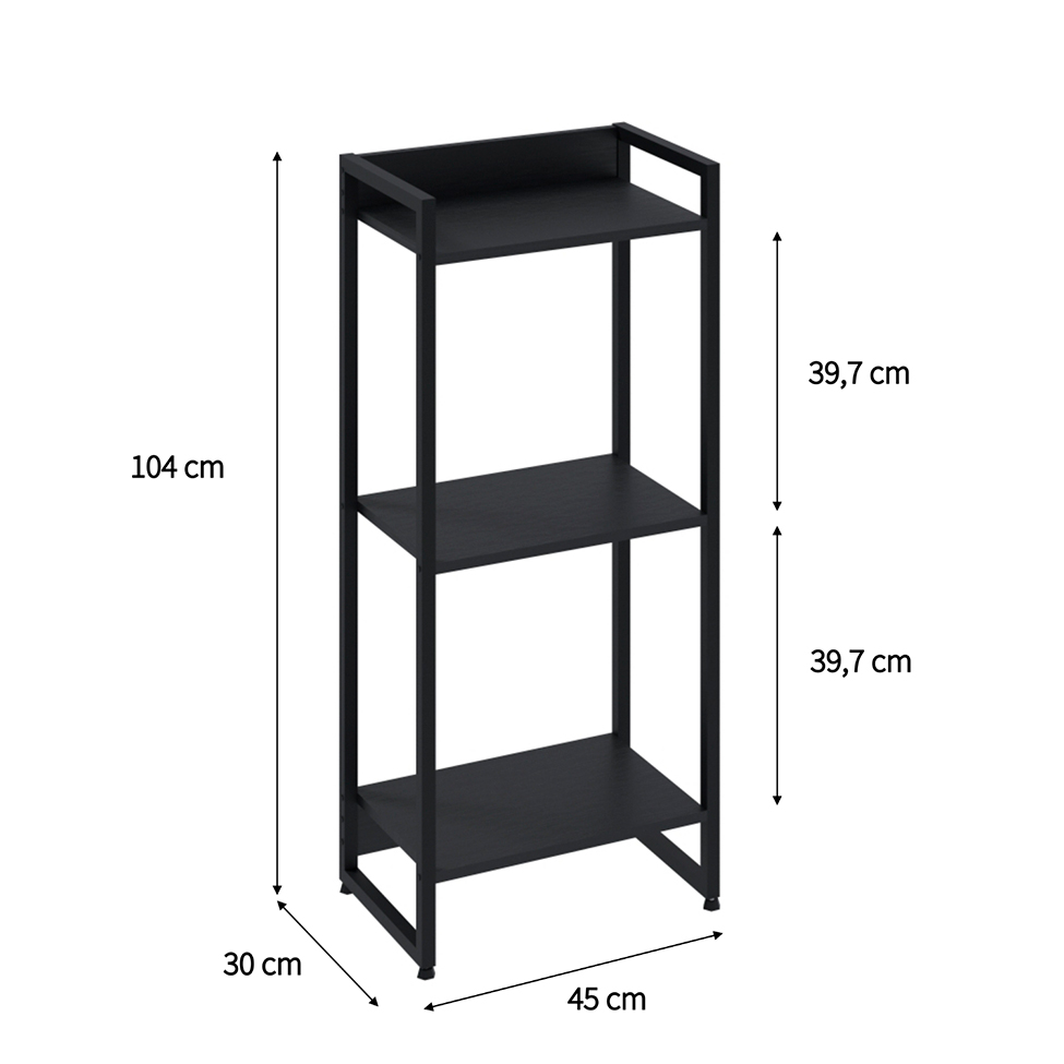 Estante Studio Ônix e Preta 104 cm