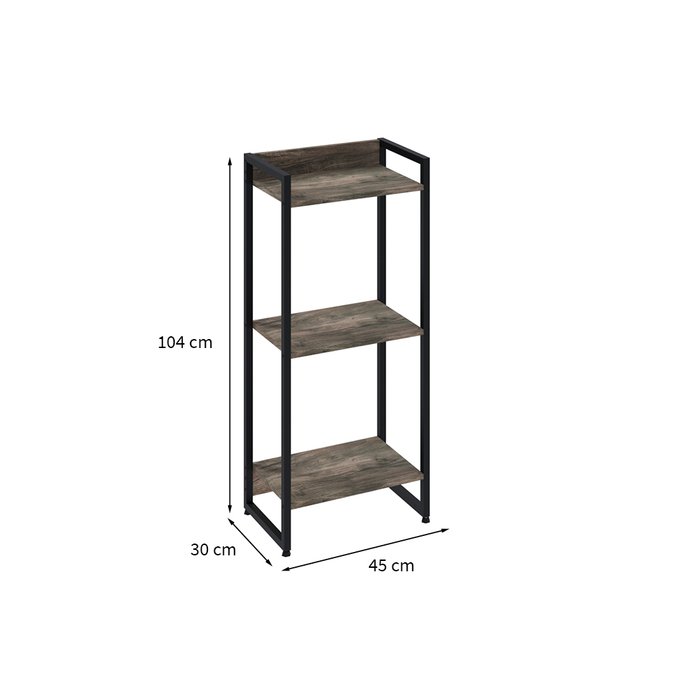 Estante Studio Carvalho Dark e Preta 104 cm
