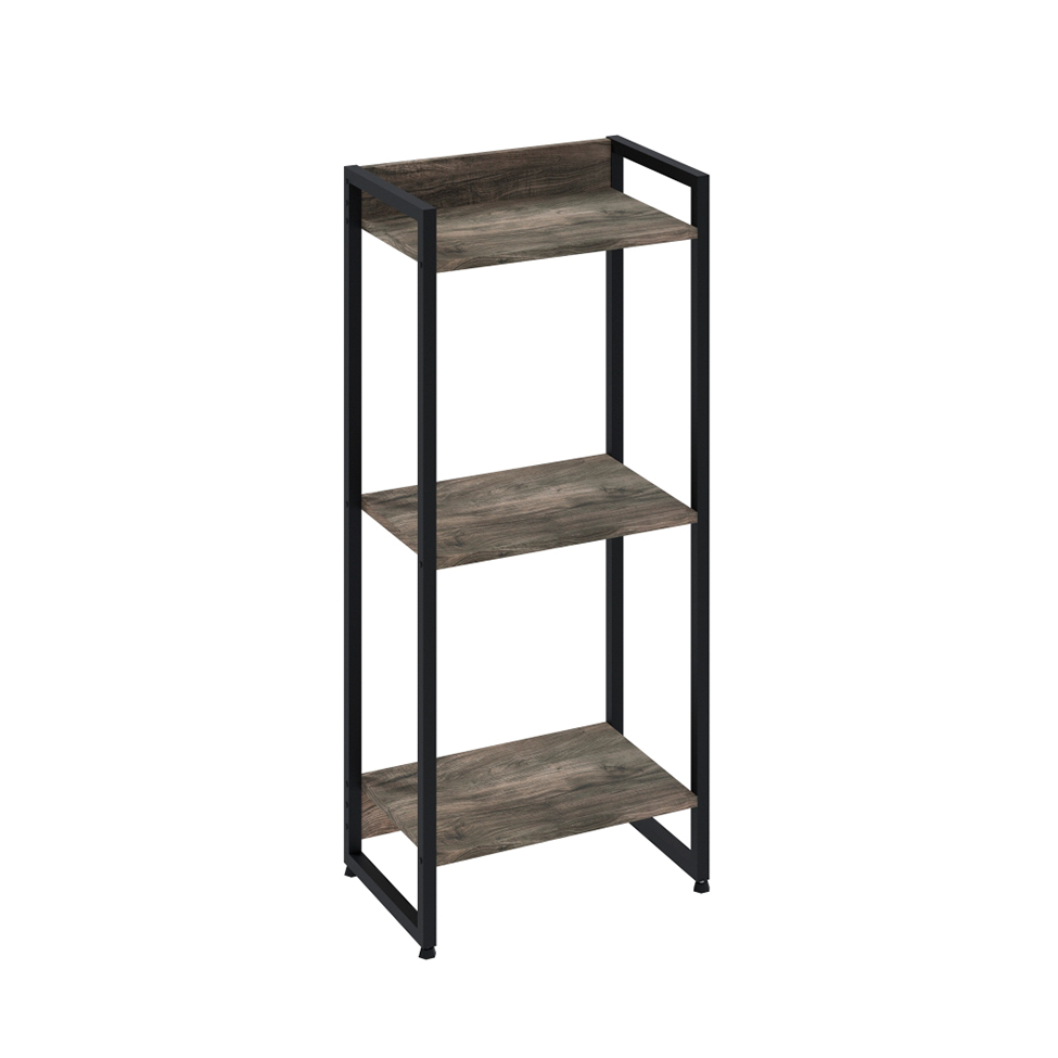 Estante Studio Carvalho Dark e Preta 104 cm