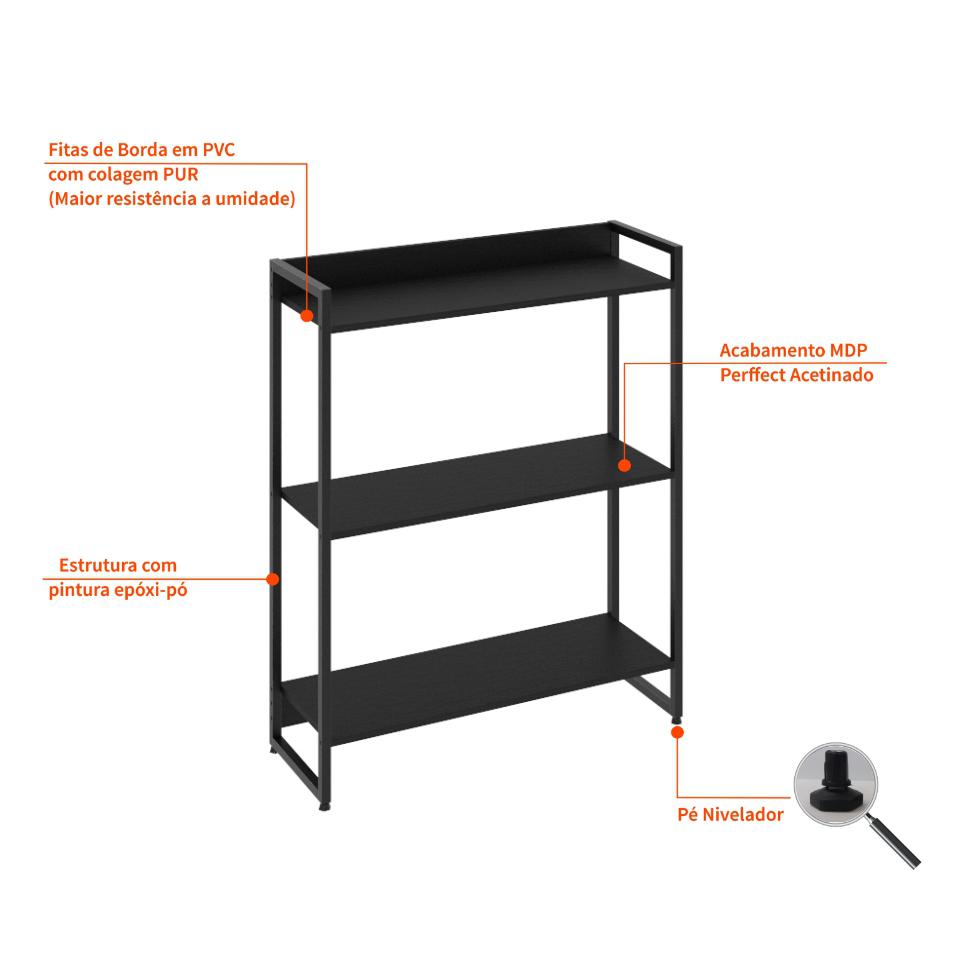 Estante Studio I Preta 80 cm