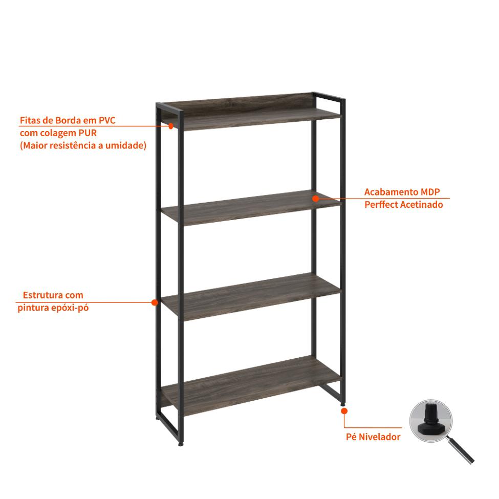 Estante Studio II Marrom Escuro 80 cm