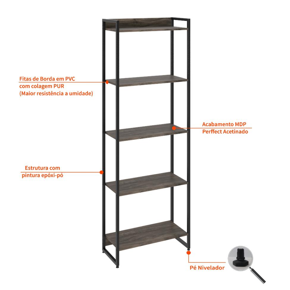 Estante Studio III Marrom Escuro 60 cm