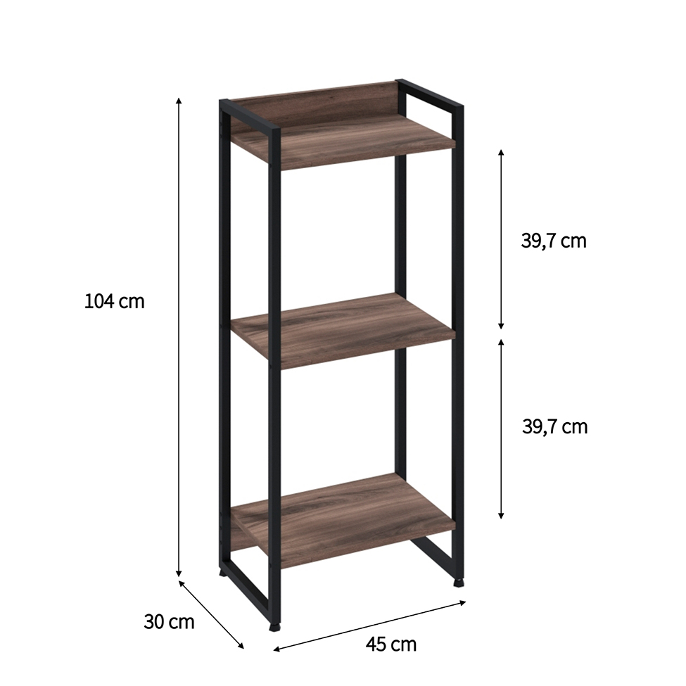 Estante Studio Nogal e Preta 104 cm