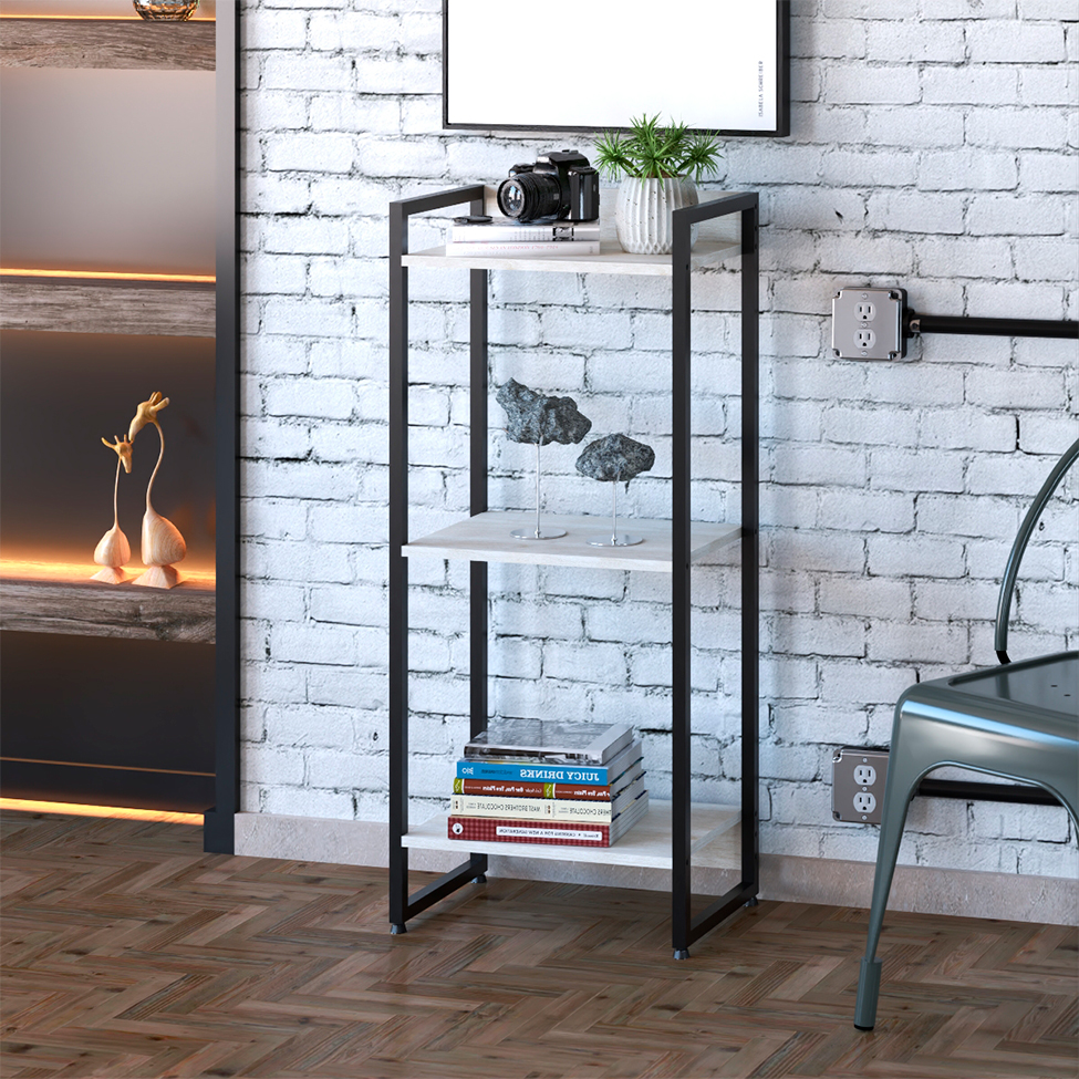 Estante Studio Snow e Preta 104 cm